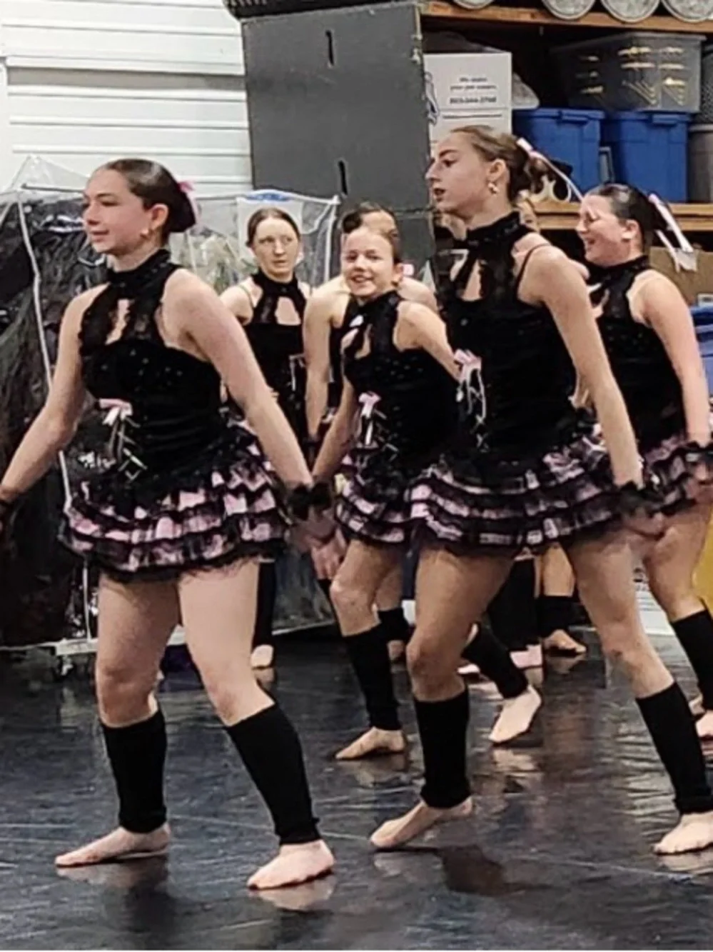 Black and Pink Halter Plaid Dance Costume